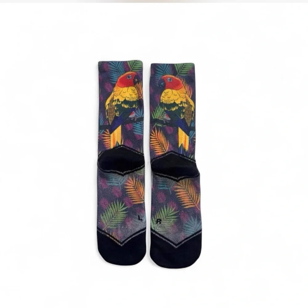 FEAT Boys Crew Socks Size Large Tropical Sun Conure Parrot 🦜
